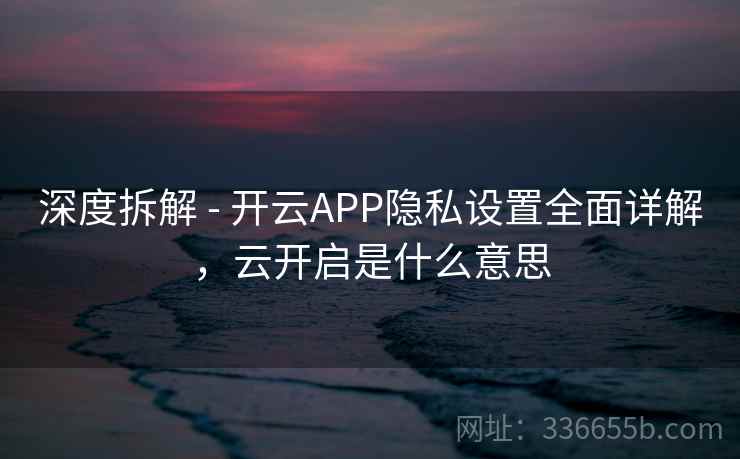深度拆解 - 开云APP隐私设置全面详解,云开启是什么意思 深度拆解 - 开云APP隐私设置全面详解,云开启是什么意思